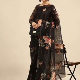 HERE&NOW Floral Printed Organza Saree-picture-46