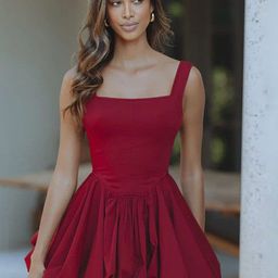 Outzidr Shoulder Straps Bubble Hem Fit & Flare Mini Dress-image-56