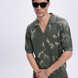 glitchez Paint Rush Dyed Loose Polo T-shirt-image-10
