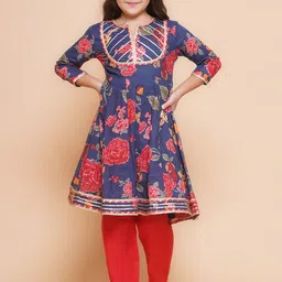 Bitiya by Bhama Girls Floral Printed Empire Gotta Patti Pure Cotton Kurta with Palazzos-picture-43