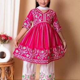 NFashion Girls Pink Kurta Set-image-69