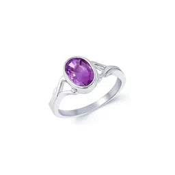 GenZcomplex Silver-Plated Brass Amethyst Finger Ring-image-60