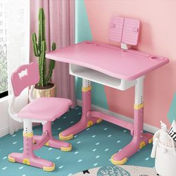 Study Table & Chair Set with Height Adjustment - Pink-23