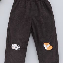 Kookie Kids Full Length Fox Embroidery Lounge Pant- Brown-image-44