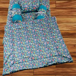 Mittenbooty Baby Quilt Bolster Bed Set Velvet Parachute Print-Blue-image-70
