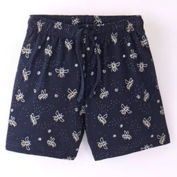 Lazy Bones Cotton Sinker Knit Knee Length Shorts Honey Bee Print - Navy Blue-picture-6