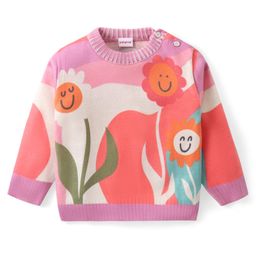Babyhug Knitted Full Sleeves Pullover Sweater with Floral Design - Multicolour-picture-18