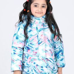 Babyhug Woven Full Sleeves Padded Hooded Jacket With Abstract Design - Multicolour-picture-7