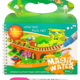 VGRASSP Reusable Magic Water Book For Kids - Learn And Enjoy Drawing And Painting With Magical Water Pen - Birthday Return Gift, The Fun Learning Toy Book (4 Pages) - Color And Design May Vary (Pack Of 1)-17