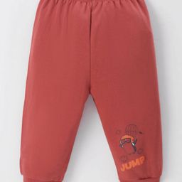 Tango Looper Knit Full Length Lounge Pant with Penguin & Text Print - Red-picture-17