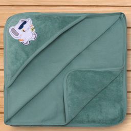 Pink Rabbit Terry Knit Hooded Towel With Elephant Patch L 84 x B 82 cm - Green-image-75