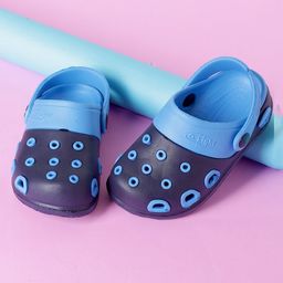 PASSION PETALS Colour Blocked Perforated Clogs - Blue & Black-image-69