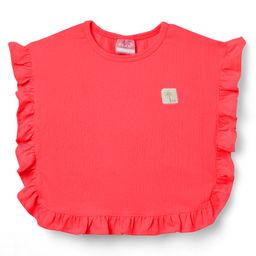 Little Kangaroos Cotton Knit Sleeveless Solid Color Kaftan Top with Frill Detailing - Red-picture-42