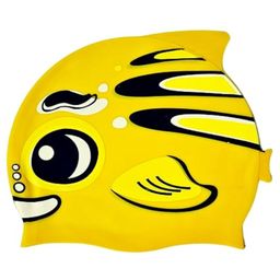 UDKI Fish Design Swimming Cap (Yellow) for Kids - 08-25