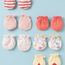 Ben Benny Interlock Knit Mittens with Stripe & Tropical Theme Print Pack of 6 - Multicolor-image-59