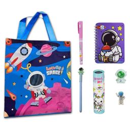 Asera Space Gift Bag and Stationery Combo for Kids Includes Gift Bag, Spiral Diary, Sharpener, Eraser, Endless Pencil, Kaleidoscope, Invisible Magic Pen | Kids Birthday Return Gift-image-11