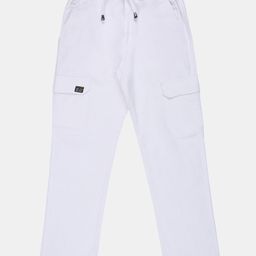 CAVIO Cotton Woven Solid Cargo Pants - White-image-51