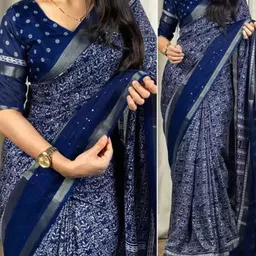 KALINI Abstract Printed Zari Saree Fusion Saree-15