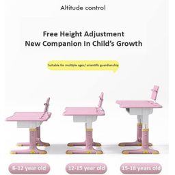 fab n funky Study Table & Chair Set with Height Adjustment - Pink image 3
