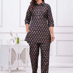 mad fury Ethnic Motifs Printed Pure Cotton Shirt Collar Tunic & Trouser Co-Ord Set-8