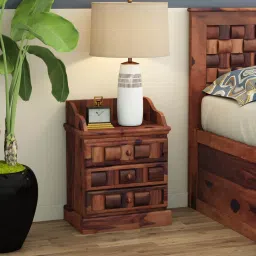 woodenmood Woodway Solid Wood Bedside Table in Teak Finish-picture-41