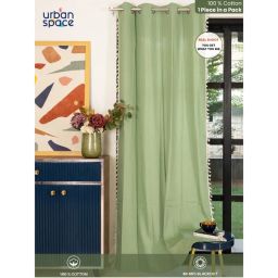 Urban Space Boho Cotton Window Curtain with Eyelets & Tieback 1 Piece Aura Sage Green-picture-10