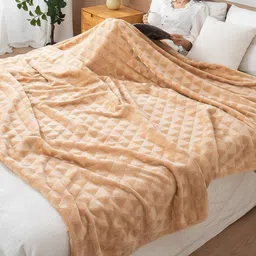 HOKIPO Beige Fleece AC Room 210 GSM Double Bed Blanket-picture-16