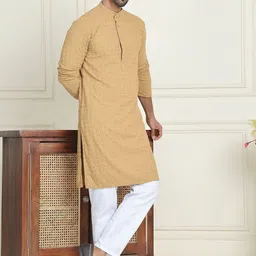 Anouk Brown Geometric Embroidered Mandarina Collar Kurta With Pyjama-picture-43