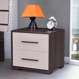 Royaloak Sepang Malaysian White & Brown Rectangular Bedside Table With 2 Drawers-picture-25