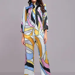 LEAF ORIGINALS Printed Shirt Collar Shirt With Trousers Co-Ords-picture-20