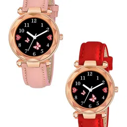 CSAMON Women Dial & Straps Watch GR379RG BFly PINK G RED Vel L-image-101
