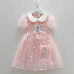 YK Girls Self design Fit & Flare Dress-image-43