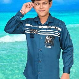 Eliq Boys Original Opaque Printed Formal Shirt-image-21