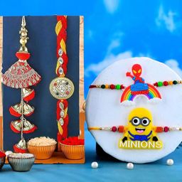 CraftVatika 7-Pcs Rakhi With Showpiece &Tilak With GreetingCard-image-80