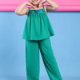 Baawri Girls Shoulder Straps Pure Cotton Top With Trousers-image-49