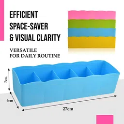 Kuber Industries Yellow & Blue Pack of 2 Regular 5 Grid Undergarment Drawer Organisers image 2