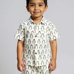 YK Boys Printed Short Sleeves Pure Cotton Shirt With Shorts-picture-46
