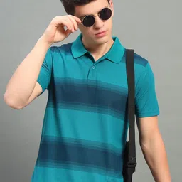 RENUOVO Men Striped Polo Collar Cotton T-shirt-picture-3