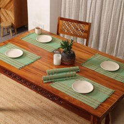 Peepul Tree 6 Pieces Green & Beige Textured Table Placemats-image-66