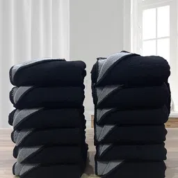 LABHAM Black & Grey 12 Pcs Anti-microbial 450 GSM Reversible Bath Towels-1