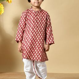 BAESD Boys Abstract Printed Cotton Kurta with Dhoti Pant-image-77