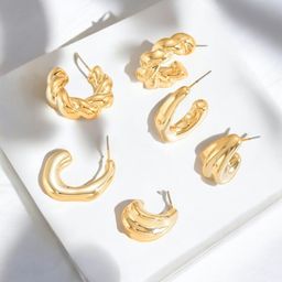 Jewels Galaxy Contemporary Half Hoop Earrings-image-55