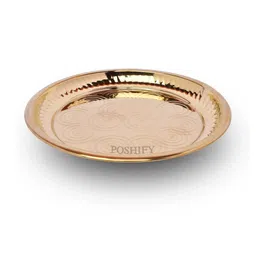 POSHIFY Brass Textured Pooja Plate-image-2