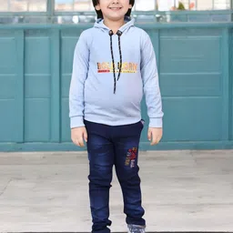 Bold Born Boys Printed Hooded Sweatshirt With Jeans-image-82