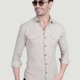 ALMATY Abel Comfort Double Pocket Detail Slim Fit Suede Shirt-image-34