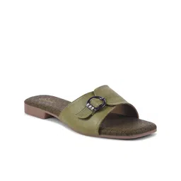 Padchin Women Textured Buckled Open Toe Flats-picture-17