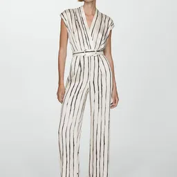 MANGO Striped Basic Jumpsuit-33