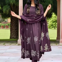 Aaghnya Women Viscose Rayon Printed Kurta Sets With Dupatta-picture-15