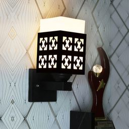 Gojeeva Black & White Textured Wooden Square Rectangle Shaped Wall Lamps-picture-48