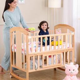 Babyhug Florence 3 in 1 Rocking Cot Cum Junior Bed - Natural Finish-16